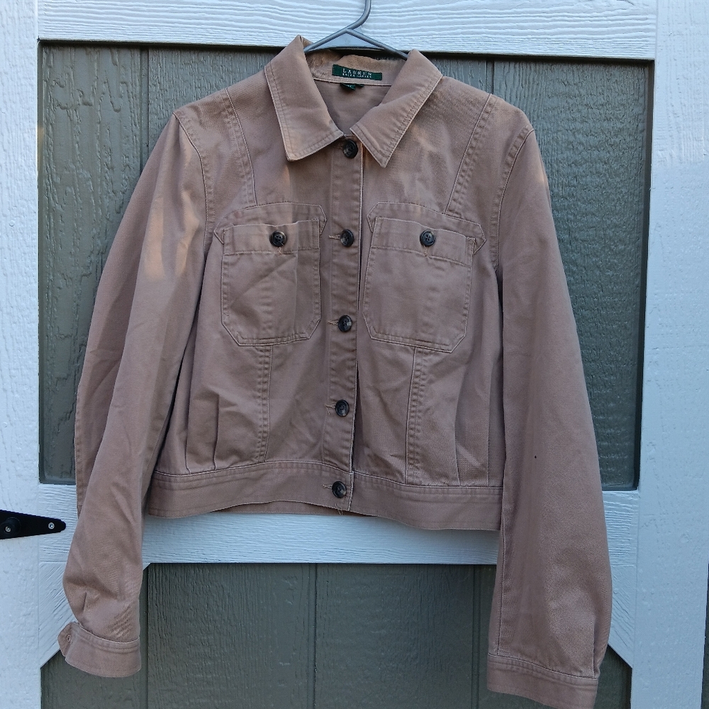 LAUREN RALPH LAUREN Tan Western Truckers Jacket L
